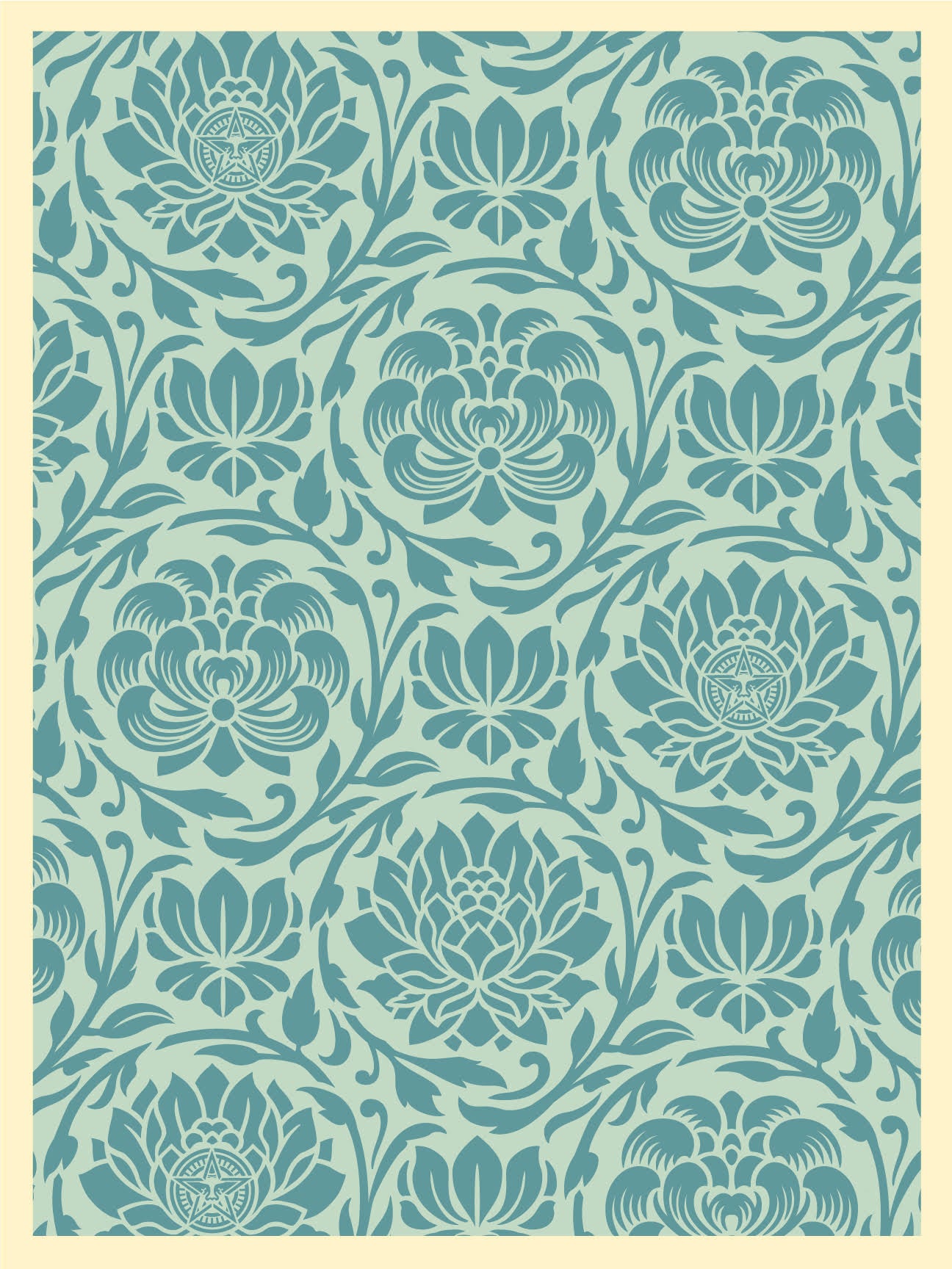 Shepard Fairey - "Floral Harmony Light Blue"